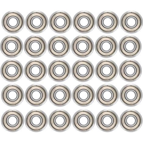 Paquete de 30 rodamientos de bolas 608ZZ – Doble blindaje metálico – Bajo nivel de ruido y alta velocidad – 8 x 22 x 7 mm para patines y monopatines (1/5)