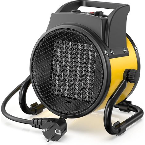 2000W Fan Heater - Fast Heating & Energy Saving - Industrial Electric Radiator - Adjustable Angle & Thermostat - Ideal for Home, Workshop and Construction Site