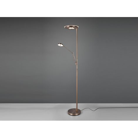 LED Deckenfluter BARRIE mit Leselampe verstellbar Altmessing 181cm (1/5)