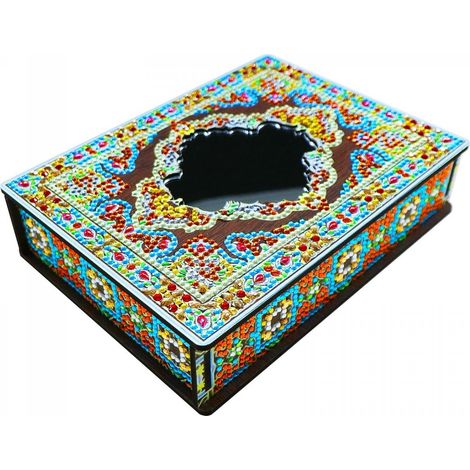 Scatola decorativa con ricamo a diamante, portagioie, specchio - Ornamento fiabesco (1/5)