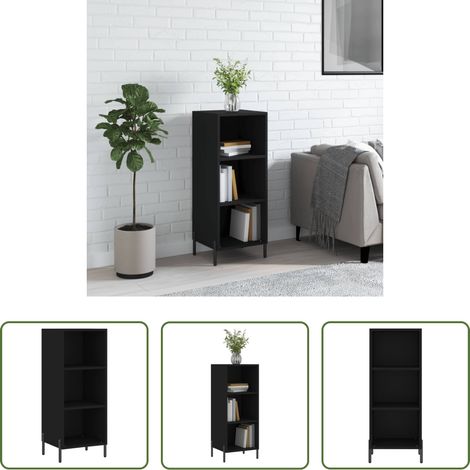 Buffet noir -  Buffet noir 34,5x32,5x90 cm bois d'ingénierie (1/5)