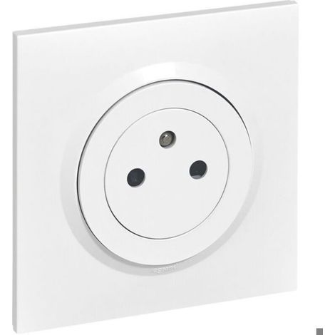 Prise de courant 2P+T Surface16A livrée avec plaque carrée blanche (1/3)
