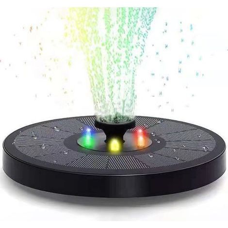 Fontaine solaire 3W avec LED, 7 effets, batterie 2000mAh, poudre solaire (1/5)