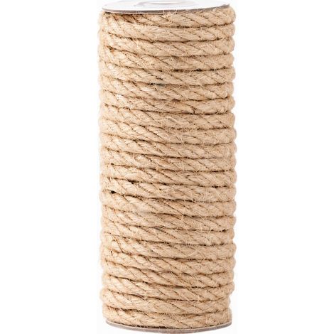 Corde en jute naturelle 8 mm, ficelle de bricolage et décoration pour emballage et griffoir pour chat, 10 m pour intérieur et extérieur (1/5)