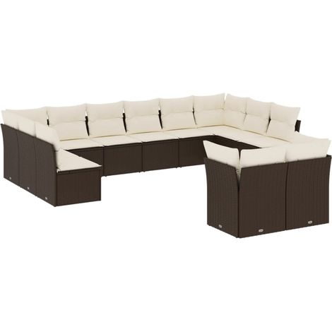 Maison Exclusive - Set Divani da Giardino 12 pz con Cuscini Marrone in Polyrattan (1/5)