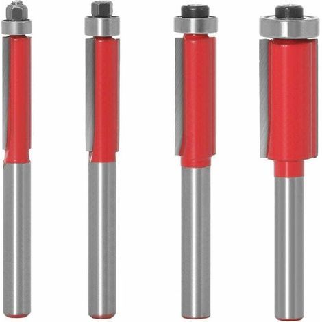 Fraise à roulement de 6 mm, outil de travail du bois à tige de 6 mm, fraise à bois en carbure cémenté, fraise à affleurer, tige de travail du bois, (1/4)