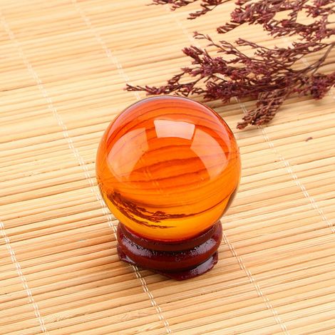 1 boule de cristal de guérison en quartz naturel rare asiatique, couleur ambre, 40 mm + support (1/5)