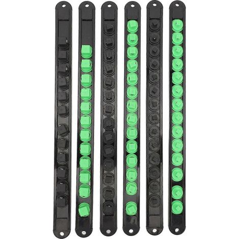 Organisateur de douilles 6 pièces pivotant à 360° avec embouts amovibles : 28 clips pour douilles de 6,35 mm (1/4 po), 28 clips pour douilles de 9,5 mm (3/8 po) et 24 clips pour douilles de 12,7 mm (1 (1/5)