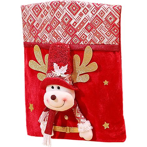 Housse de chaise de Noël motif élan, décoration festive amovible rouge pour chaise de table de Noël (1/3)