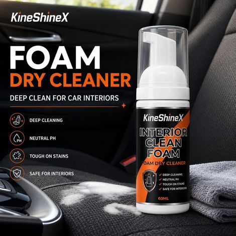 KineShineX Foam Dry Cleaning Agent for Car Interiors - Waterless Cleaning, Stain Removal, and Conditioning (1/4)