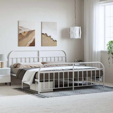 Estructura cama sin colchón con estribo metal blanco 193x203 cm vidaXL (1/5)