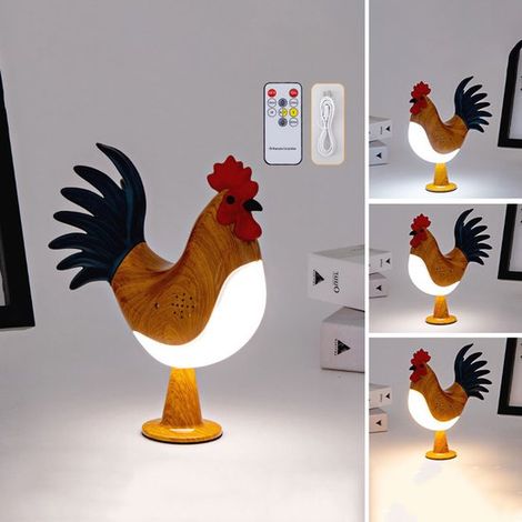 Lámpara táctil con forma de pollo, Luz nocturna recargable para niños, Lámpara de pollo recargable, Recargable por USB, Color madera amarilla (1/5)