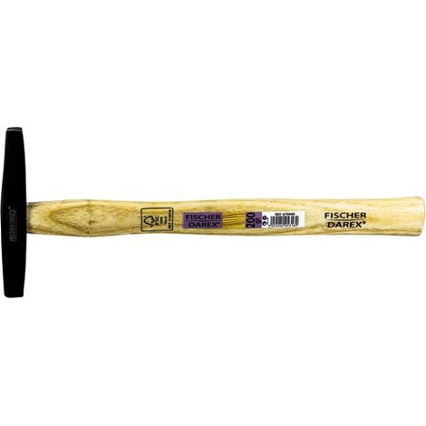 Fischer Darex – Marteau de tapissier 200 gr – Manche bois certifié FSC – Revêtement acier époxy – Finition acier trempé