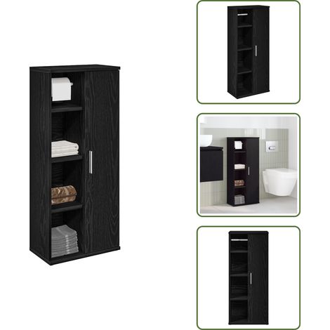 Almacenamiento de baño - vidaXL Mueble de baño con portarrollos negro 39x22x90 cm - Mueble de baño negro