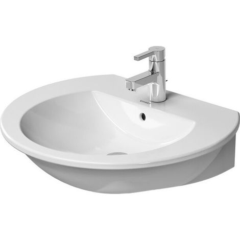 Lavabo Duravit DARLING NEW con rubinetto troppopieno 3 fori rubinetteria 650x550mm bianco