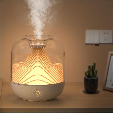Cylindrique Umidificatore Air Chambre, 700ml Umidificatore Air Chambre Bebe, Chargement USB Humidificateur d' Air Chambre pour Auto Maison Bureau Chambre,White (1/5)