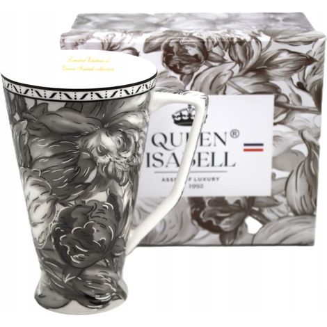 Großer Jumbo-Porzellanbecher (500 ml) in Geschenkverpackung, Kollektion Graue Rose (1/5)