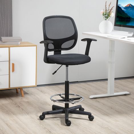 Sedia ergonomica da ufficio nera con anello poggiapiedi, portata 120 kg (1/5)