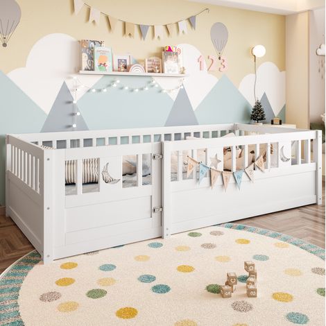 MEUBLIV Letto per bambini 90x190 cm bianco con sponda di sicurezza a stelle, senza materasso (1/5)