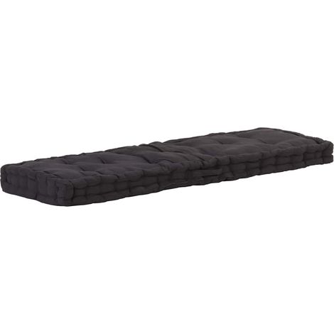 Coussin de plancher de palette Coton 120x40x7 cm Noir (1/5)