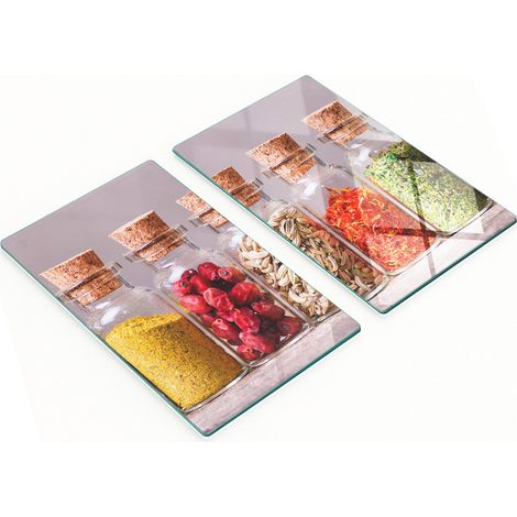 Tablas de cocina de vidrio templado con gr谩ficos de especias coloridas 2x30x52 cm