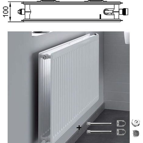 Kermi Radiateur à vanne hygiénique profilé Therm-x2 Type 20 500x500mm Position de la vanne à gauche FTV200500501L1K (1/3)