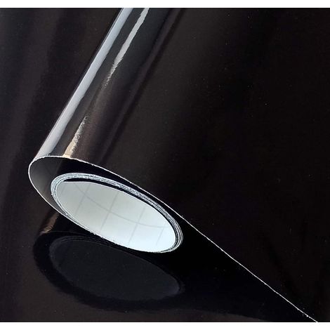 Vinyle autocollant noir brillant 60 x 300 cm pour meubles cuisine murs fenêtres artisanat papier adhésif décoratif (60 x 300 cm, noir brillant) (1/5)