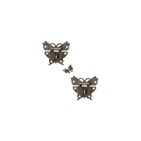 2 pestillos de estilo antiguo, cierres de cerrojo vintage, cerraduras de hebilla de mariposa para armarios decorativos, roperos, joyeros, cajas de regalo y maletas - Crezuo