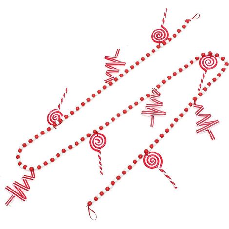Guirlande de Noël en perles rouges (3 pièces) pour décorer un sapin de Noël (1/5)