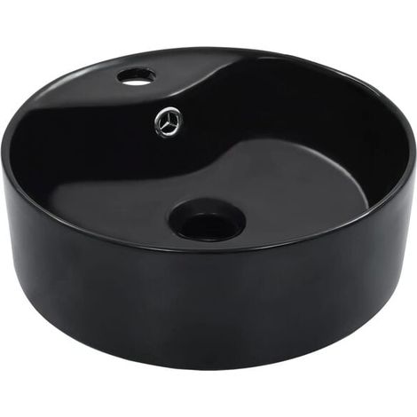 Lavabo avec trop-plein, 36 x 13 cm, céramique noire