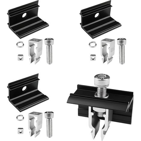 Lot de 4 supports solaires pour centrale de balcon, support de balcon en aluminium pour panneaux solaires, support de toit plat résistant à la corrosion pour panneaux solaires, support PV (1/5)