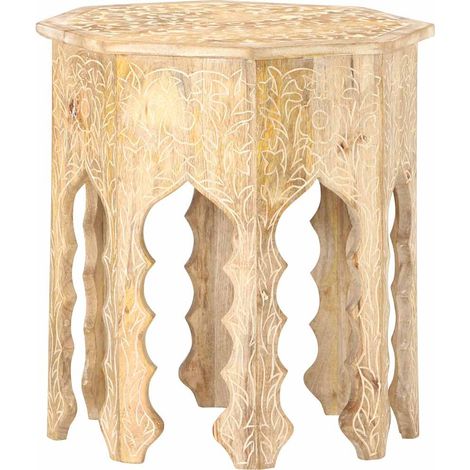 vidaXL Table d'appoint Ø48 cm Bois de manguier massif (1/5)