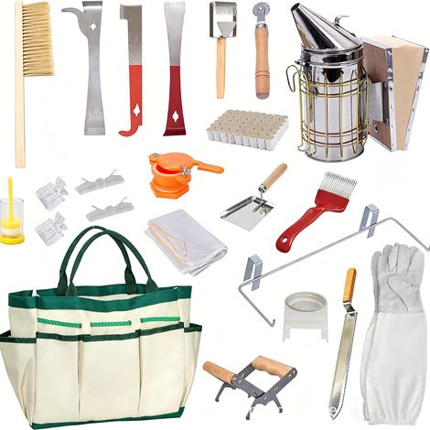Kit Apiculture - 22 Pièces - Pour Inspection et Entretien de Ruche - Débutants et Professionnels - Complet avec Outils Essentiels