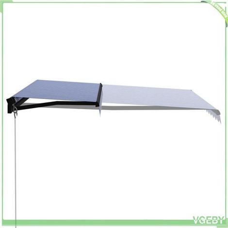 Auvent rétractable manuel - FAFEICY - 3055184 - 300x250 cm - Aluminium - Polyester PU bleu/blanc (1/5)