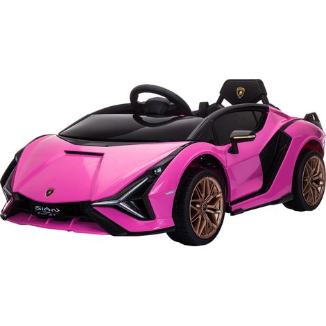 Lamborghini Sian Licensed Electric Car for Kids, 12V Kids Electric Ride on Car Dual Motors, Remote Control, Pink (1/5)
