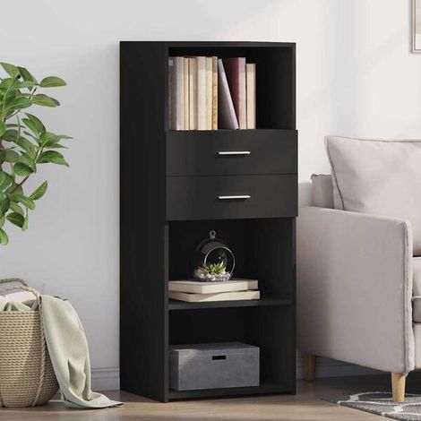 Buffet de Rangement haut noir 50x42,5x124 cm Bois d'Ingénierie, Design Moderne, pour salon et salle à manger (1/5)