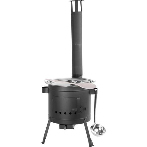 Kessel-Satz Partyset, Schlachtfest, komplett, Gulasch, 22 Lit. Kessel, mit Schöpfkelle, Deckel und Kochlöffel (1/4)