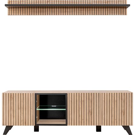 Wohnwand braun LATERZA-164 in Kastanienholzoptik, 2-teilig (1/5)