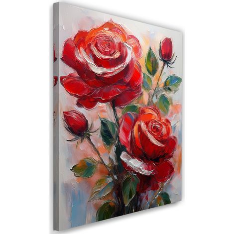 Tableau déco Roses peintes en rouge 70x100 (1/5)