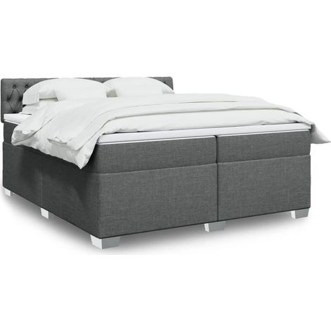 Cama box spring con colchón tela gris oscuro 200x200 cm (1/5)
