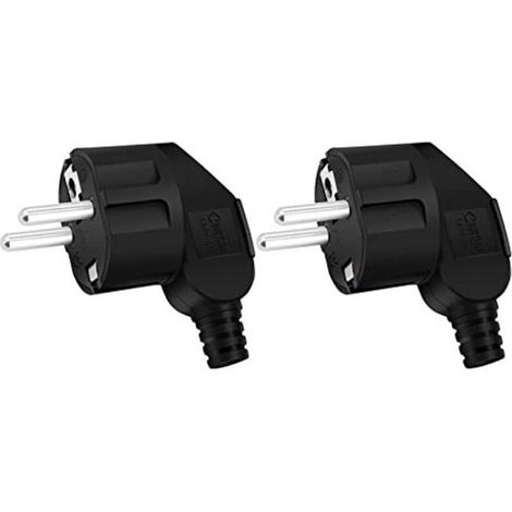 Fiche de protection, kit de raccordement en 2 pièces, fiche en caoutchouc, fiche européenne détachable, plastique, 250 V (16 A), pour câbles de 8 à 10 mm², IP20, pour usage intérieur, noir et blanc (1/5)