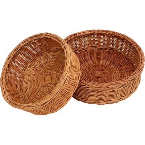 2PCS Panier rond en osier tressé - Rangement naturel polyvalent pour pain, fruits et organisation (1/5)
