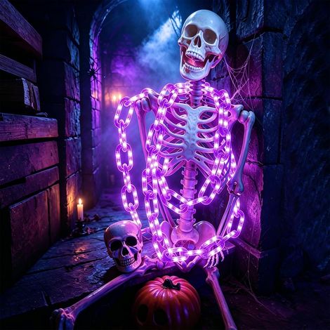 Guirlande Lumineuse Décorative d'Halloween, 2M 100 LED 25 Guirlandes Lumineuses en Chaîne, 8 Modes avec Alimentées par Piles, Guirlande Lumineuse pour Mardi Gras, Soirée à Thème(Violet) (1/5)