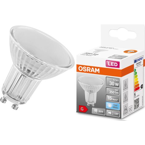 OSRAM HOMELIGHTING 4058075303287 LED CEE G (A - G) GU10 réflecteur 4.3 W = 30 W blanc froid (Ø x L) 51 mm x 56 mm 1 pc(s) A677622 (1/4)