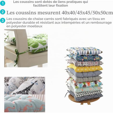 Lot de 2 Galette de Chaise, Imprimé Géométrique Galette de Chaise, Coussins de Chaise D'intérieur, Lavable de Coussin Chaise, Extérieur Housses de Chaise Coussins (Rayure,30x30cm) (1/5)