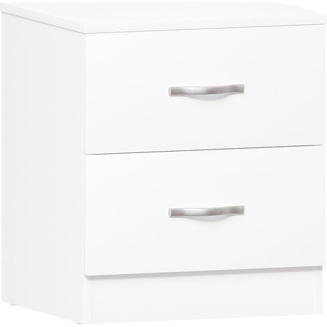 Riano 2 Drawer Bedside Table Cabinet Chest Nightstand Bedroom Furniture, White (1/5)