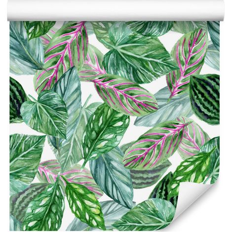Papier peint à motifs de feuilles vertes pour salon et chambre 50x1000 cm (1/5)
