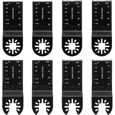 Lot de 8 lames de scie oscillantes - Outil multifonction compatible Bo-sch,Dre-mel, Fe-in Multi-master - 34mm Outil Multifonction Lame De Scie Universelle Pour Bois Plastique (1/5)