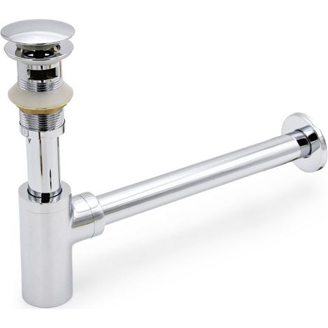 ZOLGINAH Sifón con desagüe con rebosadero para lavabo cromado, sifón desagüe (1/5)