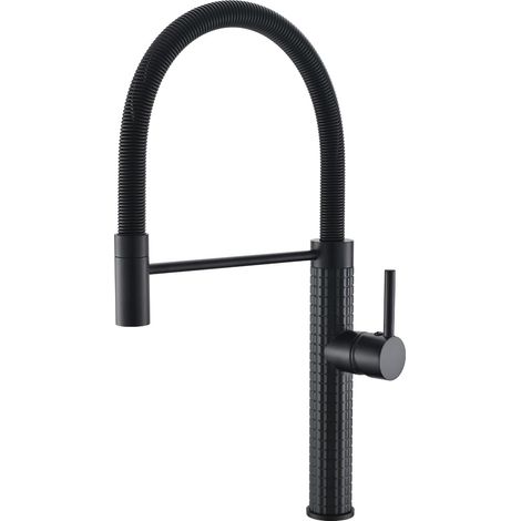 Robinet de Cuisine Nickel Brossé, Mitigeur Évier à Bec Extraible avec Douchette 2 Jets et Rotation 360°, Robinet Moderne à Levier Unique pour Évier Cuisine